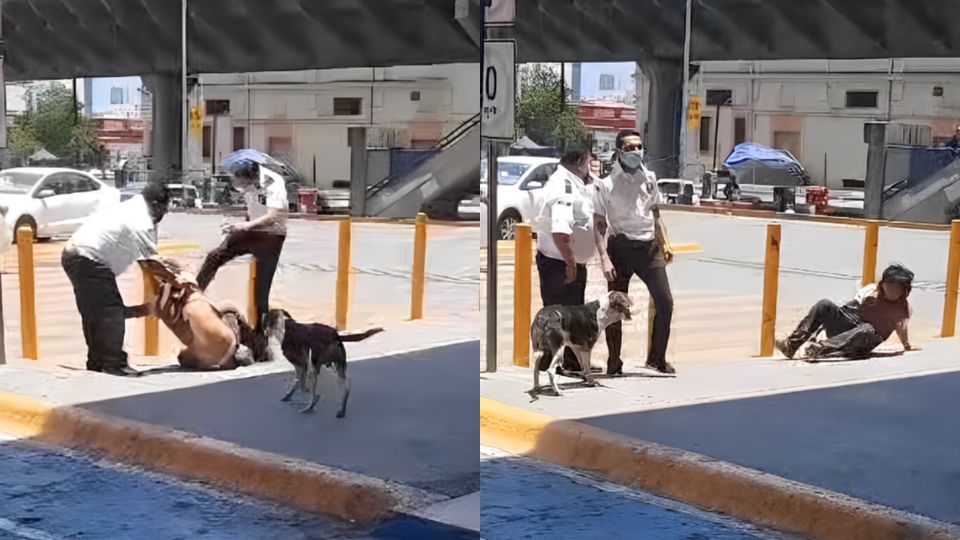 Guardias de seguridad golpean a hombre en situación de calle en Monterrey