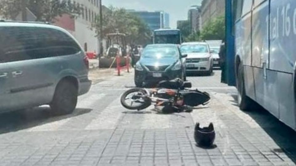 Punto del accidente en el centro de Monterrey.