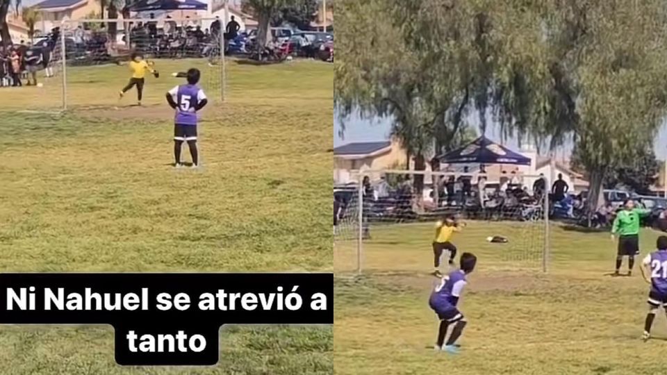 Niño imita a Nahuel Guzmán previo a atajar un penalti.