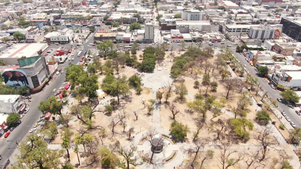 La Alameda en el centro de Monterrey.