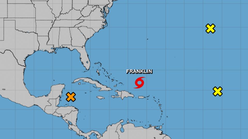 Mapa que muestra la presencia de la tormenta Franklin | @NHC_Atlantic