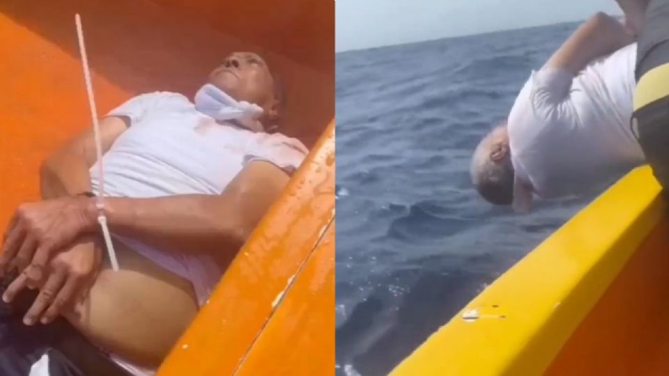 Atan a hombre y lo lanzan al mar