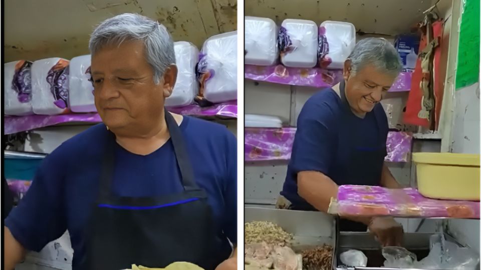 Taquero en San Luis Potosí se volvió viral por su parecido con el presidente López Obrador