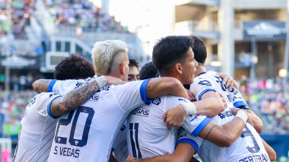 El equipo de Monterrey celebra una de las anotaciones ante Seattle Sounders en la Leagues Cup