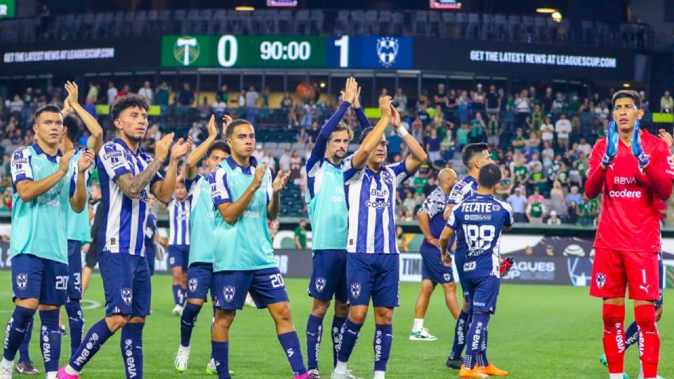 Los jugadores de Monterrey celebran el triunfo ante Portland Timbers en la Leagues Cup