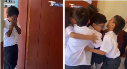 Niño llora porque sus compañeros le organizaron una fiesta de cumpleaños