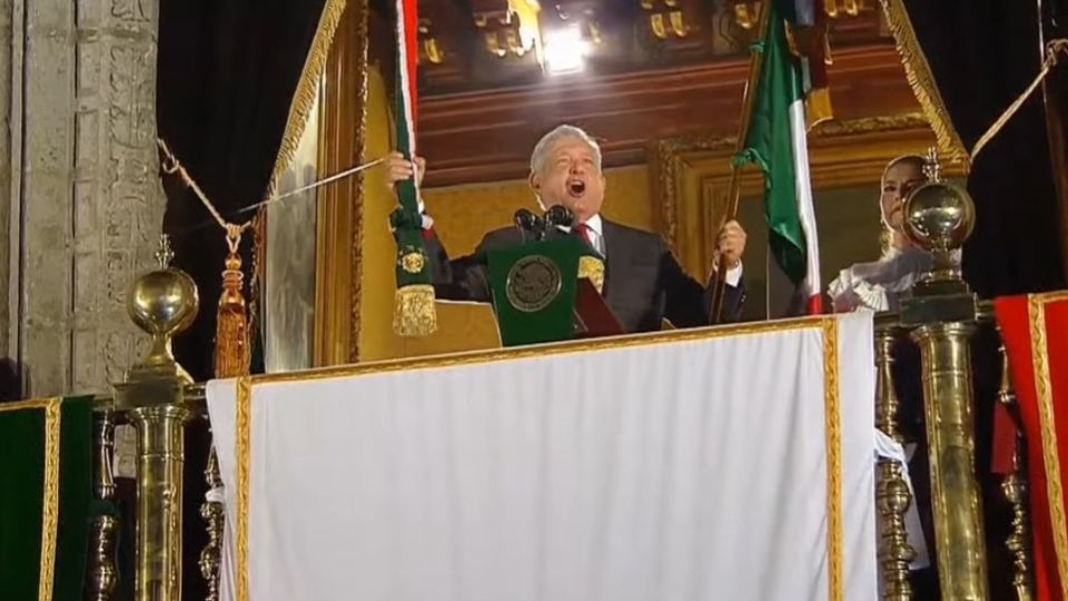 El presidente Andrés Manuel López Obrador en su penúltimo grito de Independencia.