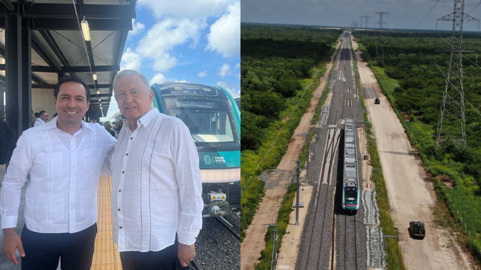 Andrés Manuel López Obrador, presidente de México, al lado de Mauricio Vila, gobernador de Yucatán.