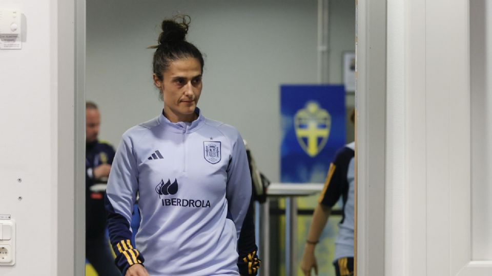 La seleccionadora española Montse Tomé, durante la rueda de prensa este jueves antes del entrenamiento en el estadio Gamla Ullevi de Gotemburgo