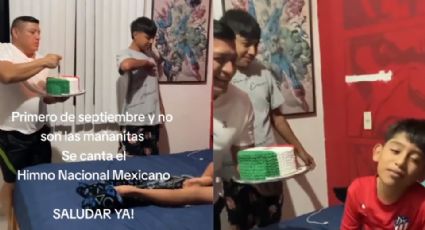 ¡Oh patria! Cantan Himno Nacional a niño por cumplir años en septiembre