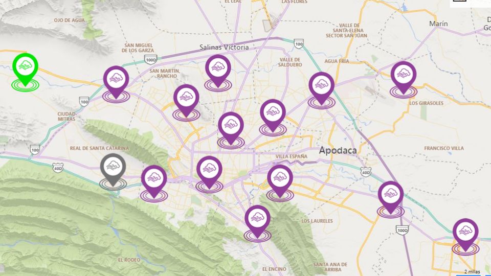 Mapa de monitoreo ambiental refleja aire extremadamente malo