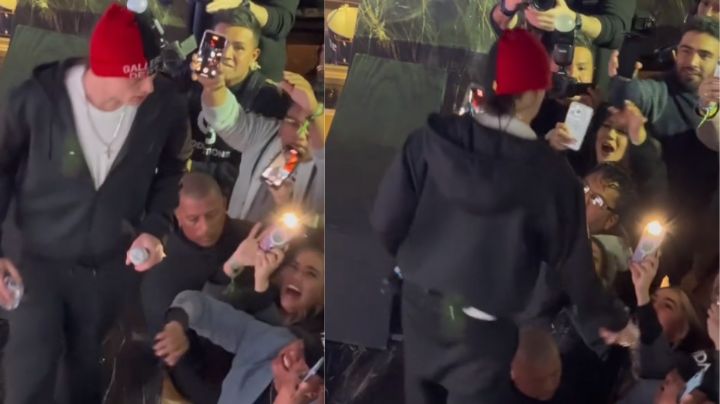 Peso Pluma 'baña' a fan en pleno concierto en Dallas; lo critican en redes