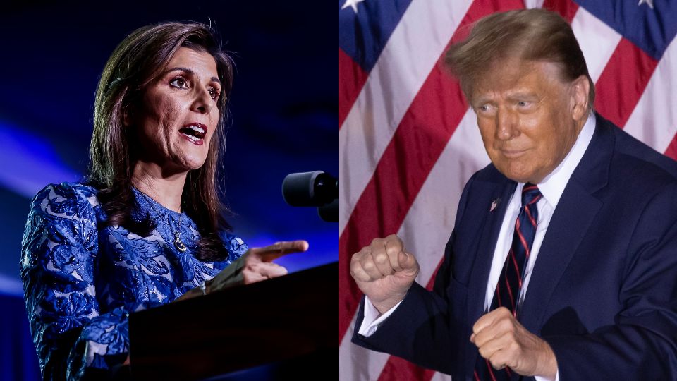 La candidata presidencial republicana Nikki Haley y Donald Trump.