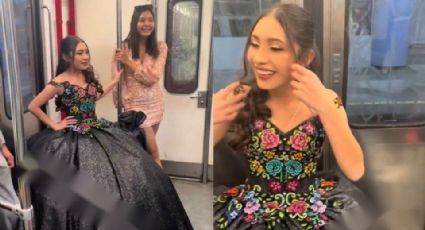 Video: Joven llega a su fiesta de XV años en el metro de la CDMX