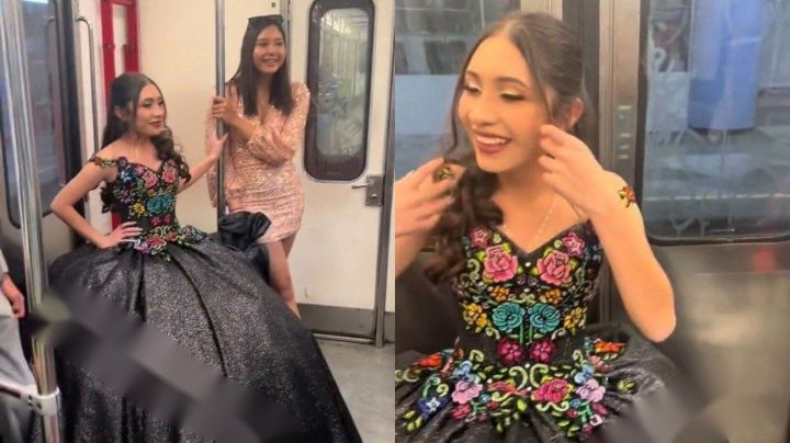 Video: Joven llega a su fiesta de XV años en el metro de la CDMX