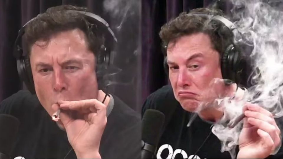 Elon Musk fumando presuntamente marihuana, en 2018.