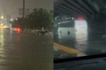 Intensa lluvia provoca inundación y vehículos varados en Monterrey