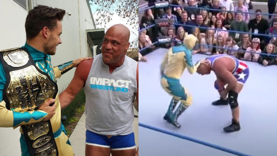 Liam Payne y Kurt Angle coincidieron en un ring de lucha