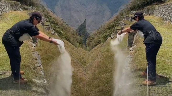 Video: Mujer arroja presuntas cenizas de un fallecido en Machu Picchu