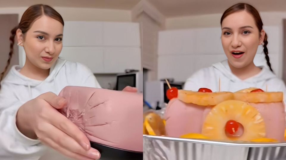 Una influencer se hizo viral por cocinar pavo, era jamón.