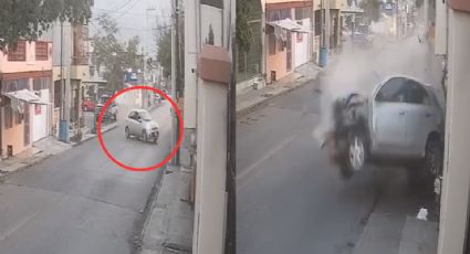 Video: Jóvenes derrapan y estrellan su auto contra casa en Monterrey