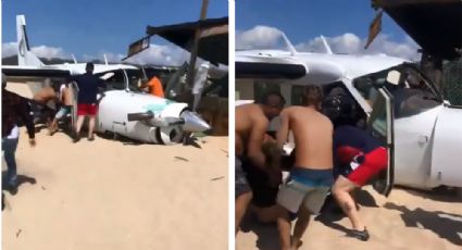 Avioneta aterriza de emergencia y cae sobre hombre que estaba en la playa en Oaxaca