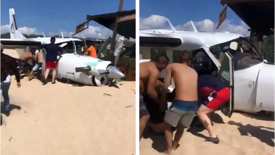 Avioneta cae en playa de Oaxaca y deja a un hombre sin vida