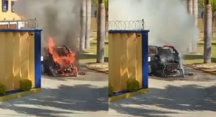 Video: Se incendia camioneta al entrar a un motel en Puebla