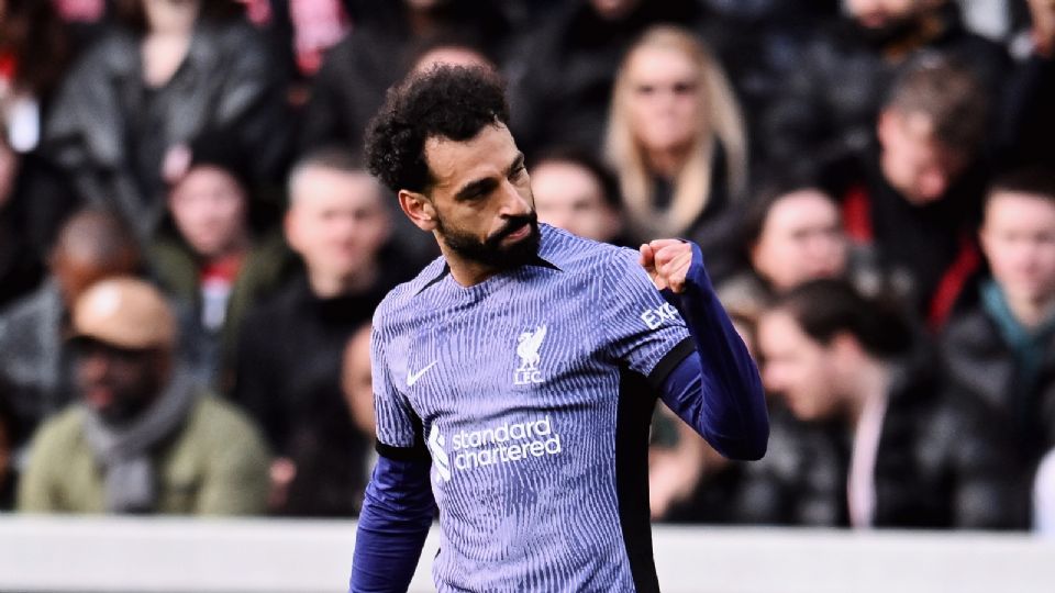 Mohamed Salah celebra su gol ante Brentford en la Premier League