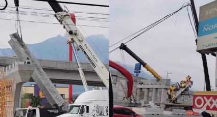 Cae viga en la construcción del Megapuente en Santa Catarina