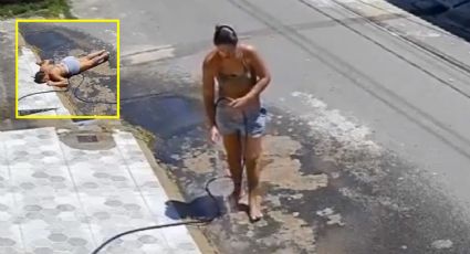 Mujer que desperdiciaba agua en la calle recibe el karma