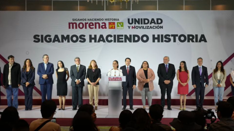 Claudia Sheinbaum Pardo, precandidata presidencial de la coalición 'Sigamos haciendo historia' en la presentación de su equipo de camáña.