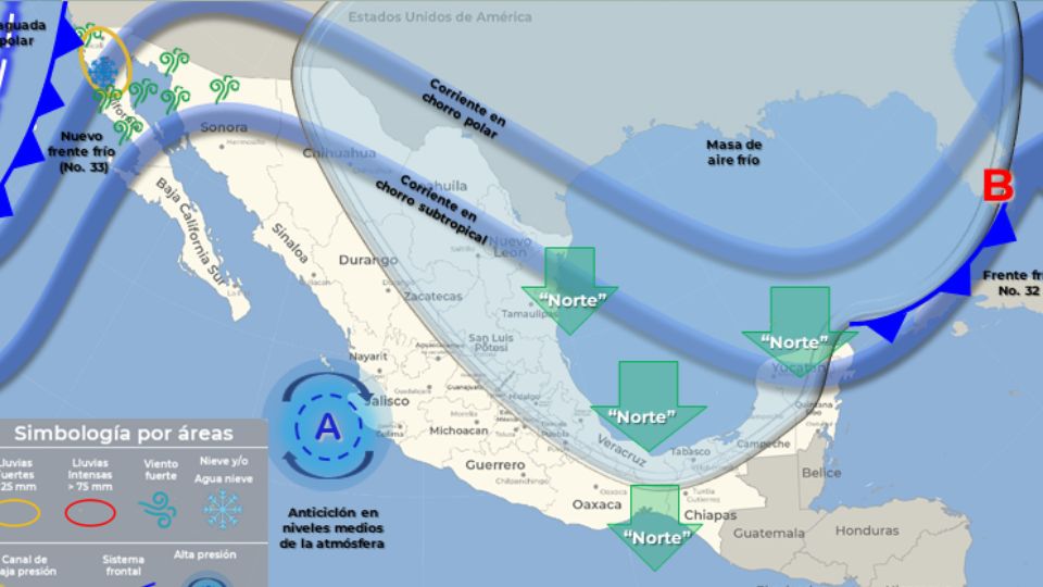 Frente frío 33 y tormenta invernal ingresarán hoy lunes al país | Conagua