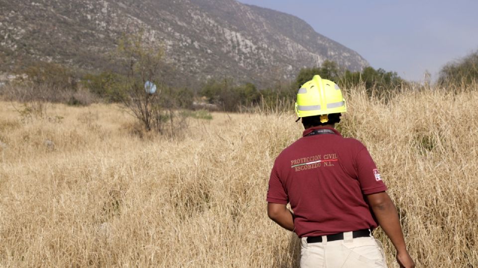 Brigadistas inspeccionan terreno baldío en Escobedo en medio de temporada de incendios