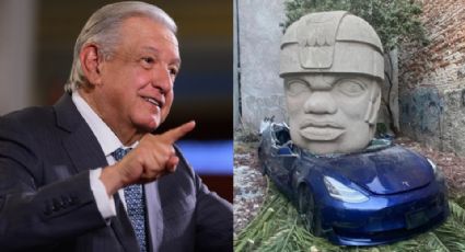 Me gustó el mensaje: AMLO sobre Tesla aplastado por cabeza Olmeca