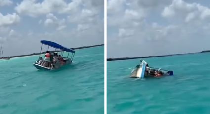 Video: Embarcación se hunde en Bacalar en Quintana Roo; acusan que había sobrecupo