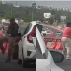 Captan pelea entre mujer y hombre en avenida Paseo de los Leones, Monterrey