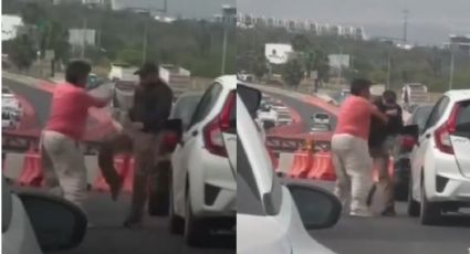 Captan pelea entre mujer y hombre en avenida Paseo de los Leones, Monterrey