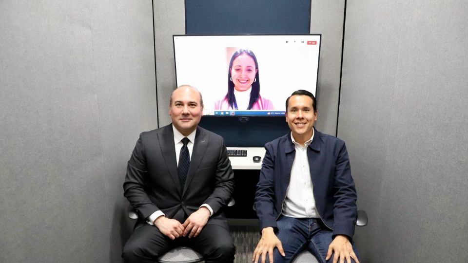 José Arturo Salinas Magistrado Presidente del Tribunal Superior de Justicia y del Consejo de la Judicatura y Daniel Carrillo, alcalde de San Nicolás en una sala virtual.