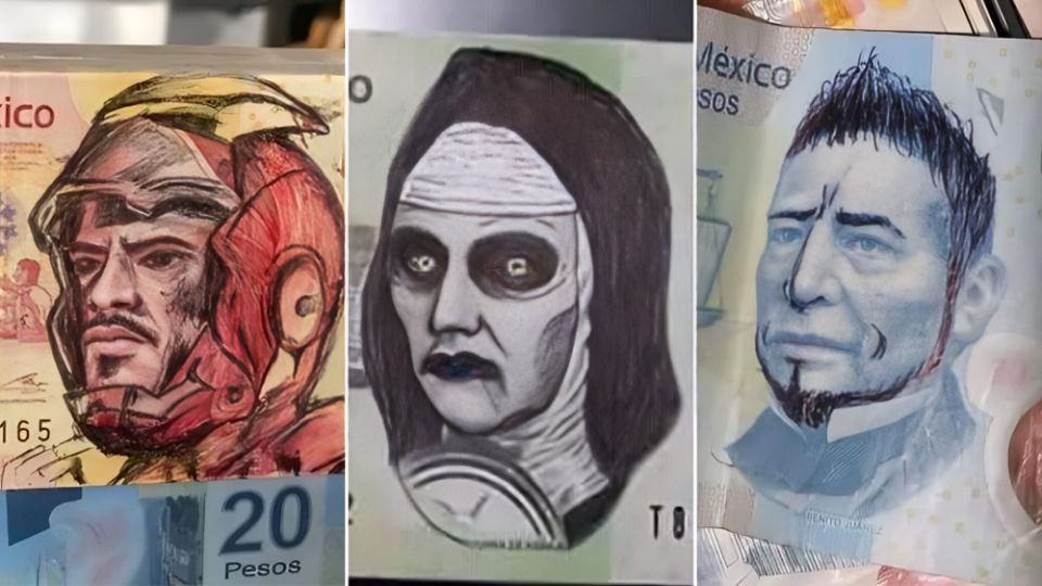 Billetes mexicanos con sibujos