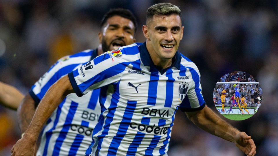 Germán Berterame celebra su anotación frente a Tigres en el Clásico Regio 135