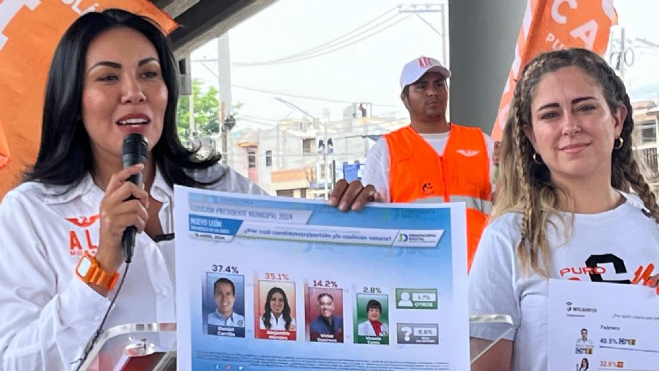 Alejandra Morales, candidata de MC a la alcaldía de San Nicolás (izq); Roberta Carrillo, candidata de MC a diputada local del Distrito 9.