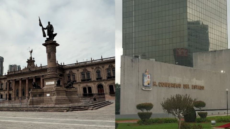 Palacio de Gobierno de NL (izq); Congreso de NL (der)