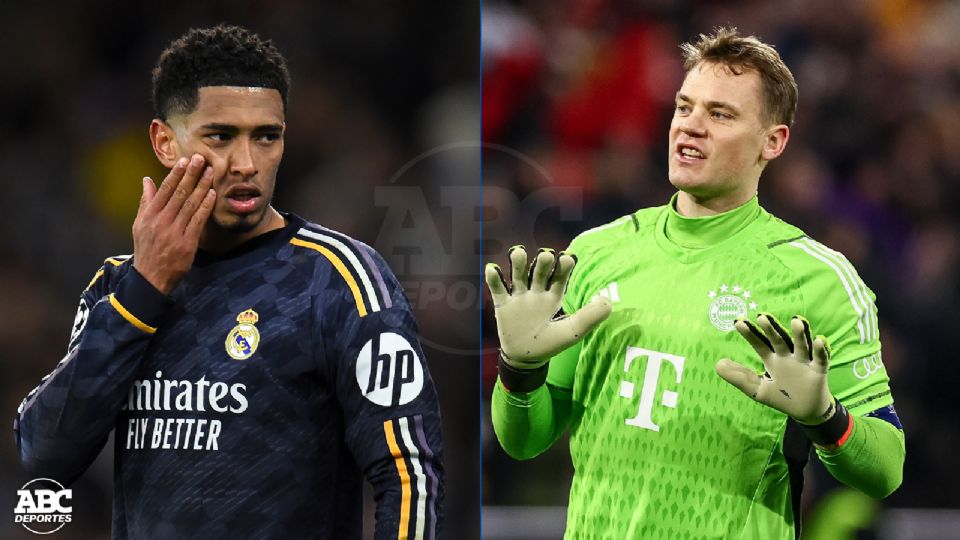 Jude Bellingham, del Real Madrid, y Manuel Neur, del Bayern Múnich