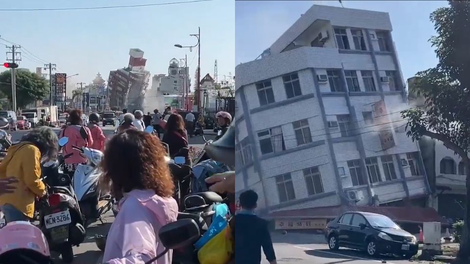 Edificios colapsados en regiones de Taiwán.