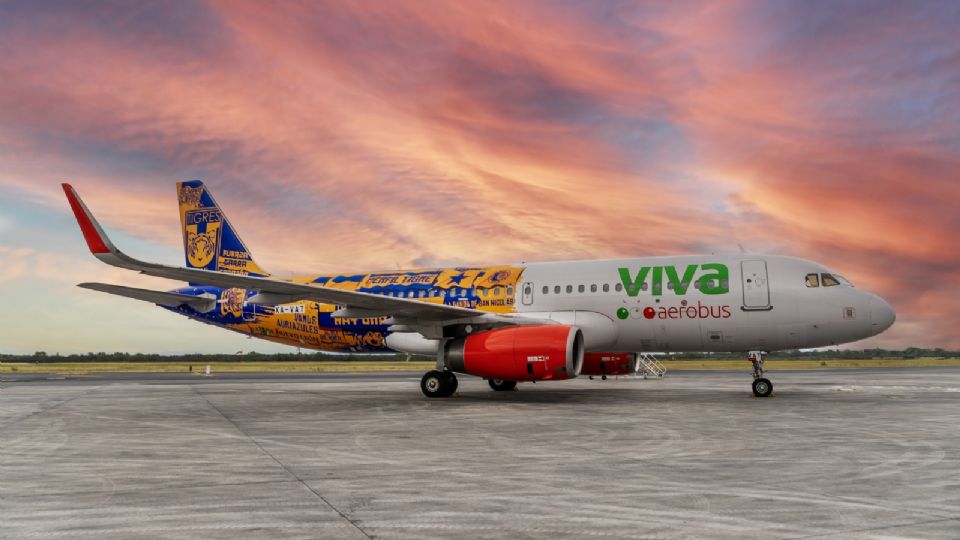 Viva Aerobus y Tigres presentan el 'Avión Incomparable', una aeronave única que lleva la pasión felina a lo más alto.