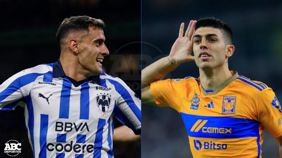 Germán Berterame y Juan Brunetta, jugadores de Rayados y Tigres, respectivamente