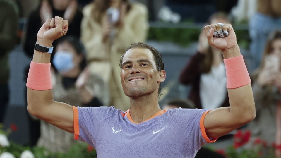 El tenista español Rafa Nadal celebra su victoria en el partido ante el australiano Alex de Miñaur.