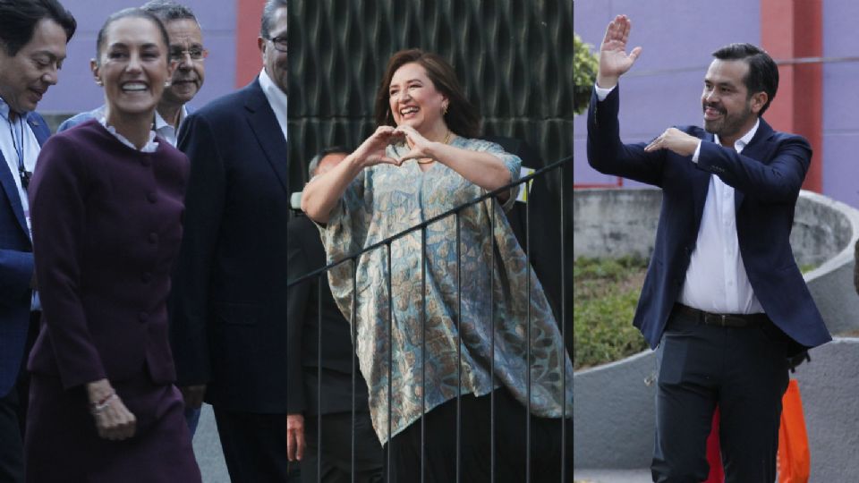 Claudia Sheinbaum, Xóchitl Gálvez y Jorge Álvarez Máynez, candidatos a la Presidencia de México.