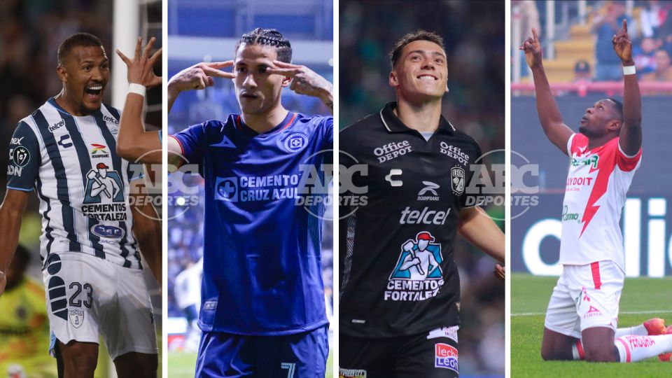 Uriel Antuna (Cruz Azul), Salomón Rondón (Pachuca), Federico Viñas (León) y Diber Cambindo (Necaxa), campeones de goleo del Clausura 2024.